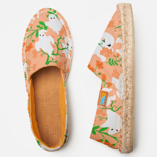 floral halloween ghosts flowers orange  espadrilles (Side)