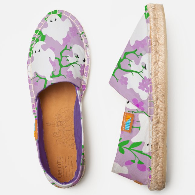 floral halloween ghosts flowers purple   espadrilles (Side)