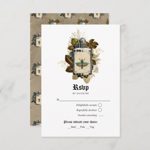Floral Halloween Gothic Witch Poison RSVP Card