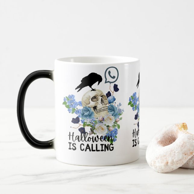 Floral Halloween is calling Color Morph Mug (With Donut)