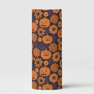 Floral Halloween Pillar Candle