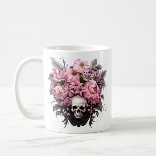 Floral Halloween Pink Skull Girl Coffee Mug