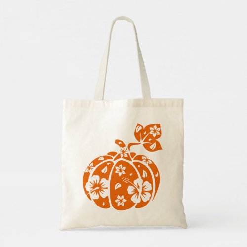 Floral Halloween Pumpkin Tote Bag