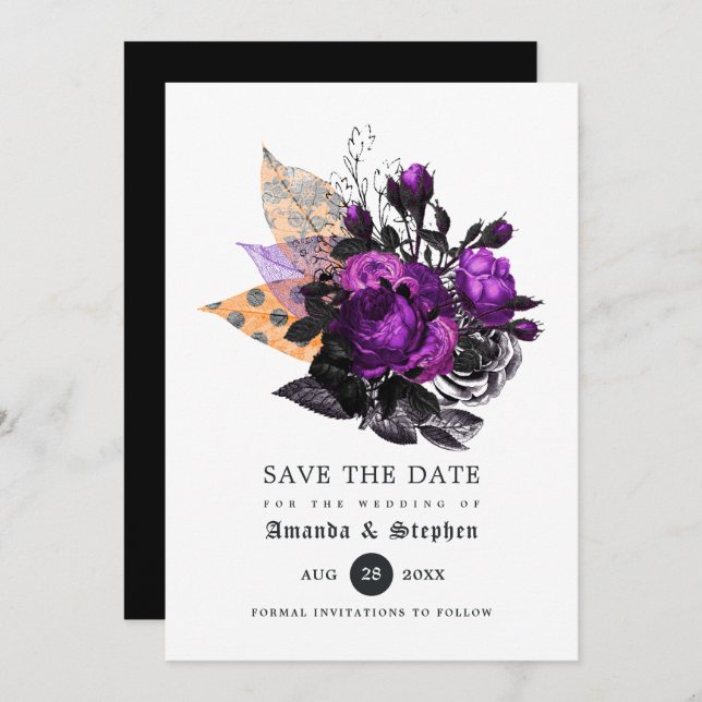Floral Halloween Wedding Save The Date (Front/Back)