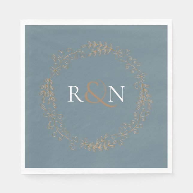 Floral Halo Laurel Garland Monogram Napkins (Front)