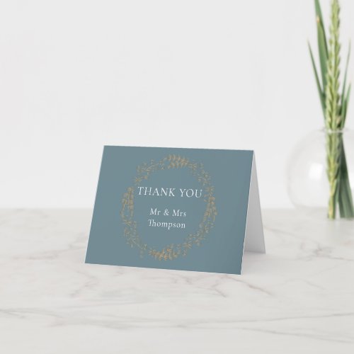 Floral Halo Laurel Garland Wedding Thank You Card