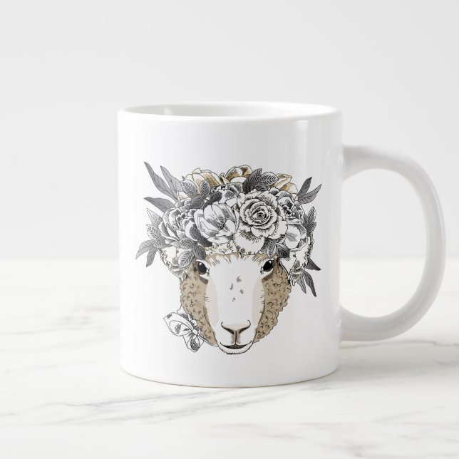 Floral Halo Sheep Giant Coffee Mug (Right)