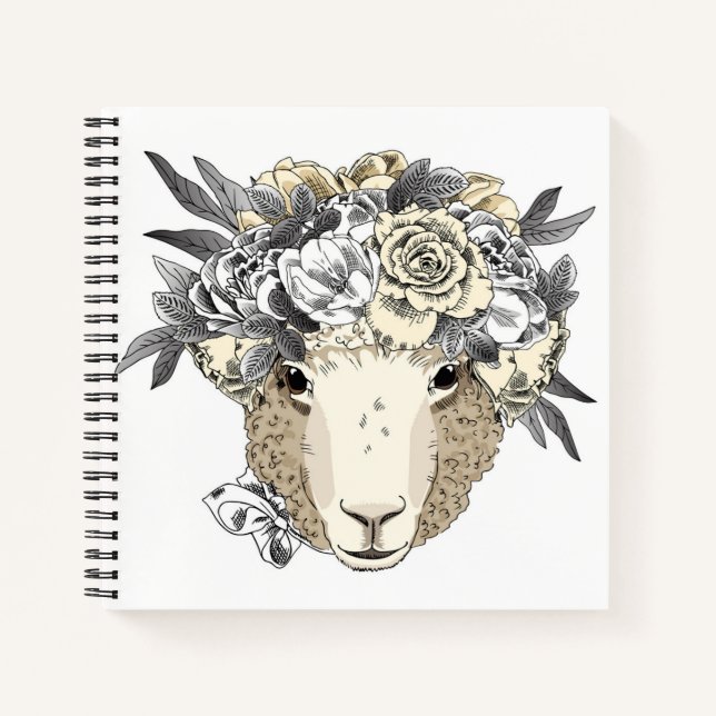 Floral Halo Sheep Notebook (Front)