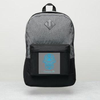 Floral Hamsa (blue) Backpack by HennaHarmony at Zazzle