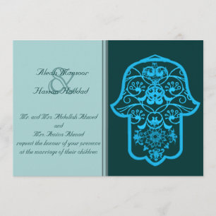Floral Hamsa (Blue) (Wedding) Invitation