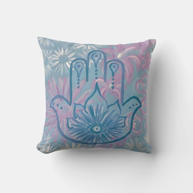 Floral Hamsa Pillow (Front)