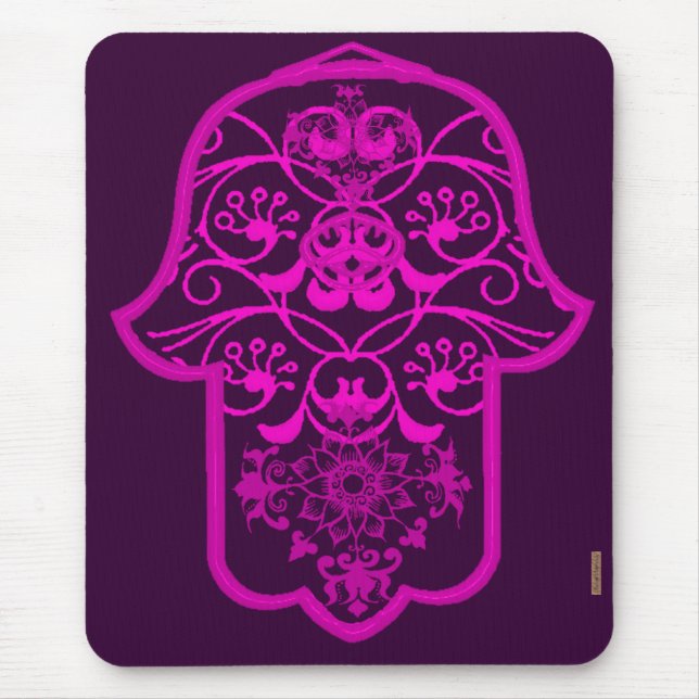 Floral Hamsa Pink Mouse Pad (Front)