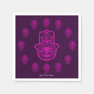 Floral Hamsa (Pink) Paper Napkins