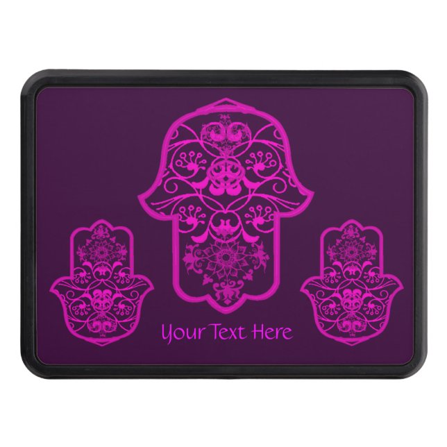 Floral Hamsa (Pink) Tow Hitch Cover (Front)