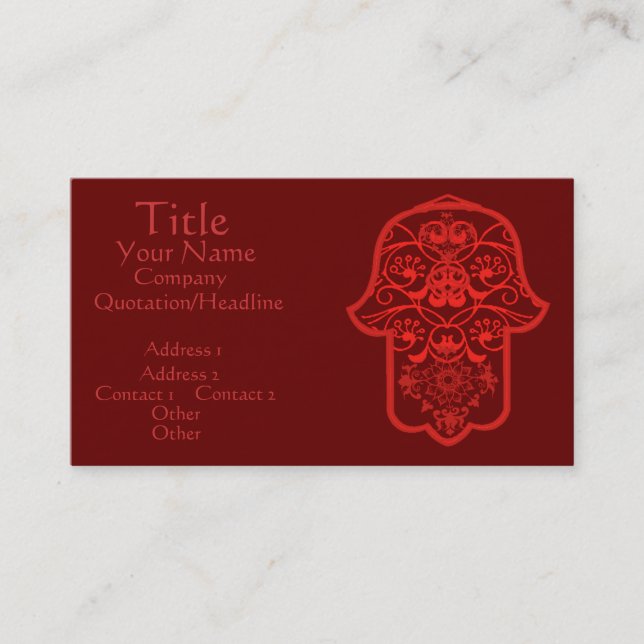 Floral Hamsa (Red) Business Card (Front)
