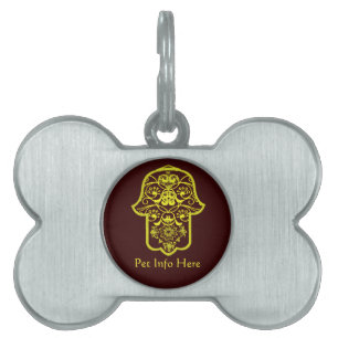 Floral Hamsa (Yellow) Pet Tag