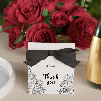 Floral Hand Drawn Black and White Doodle Wedding Favor Boxes