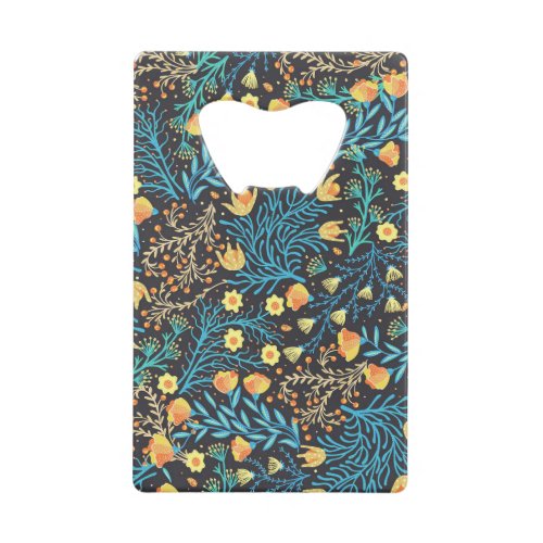 Floral Hand Drawn Creative Seamless Credit Card Bottle Opener