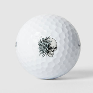 Floral Hand Drawn Skull Golf Balls