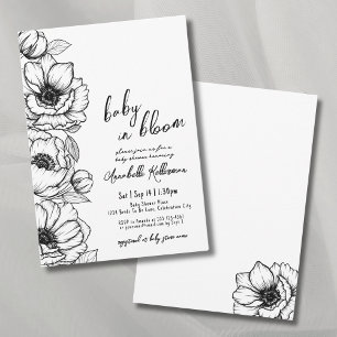 Floral Hand Drawn Whimsical Baby Shower Invitation