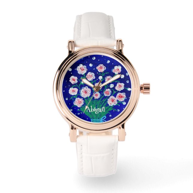 Floral Hand-Painted Elegant eWatch Watch  (Front)