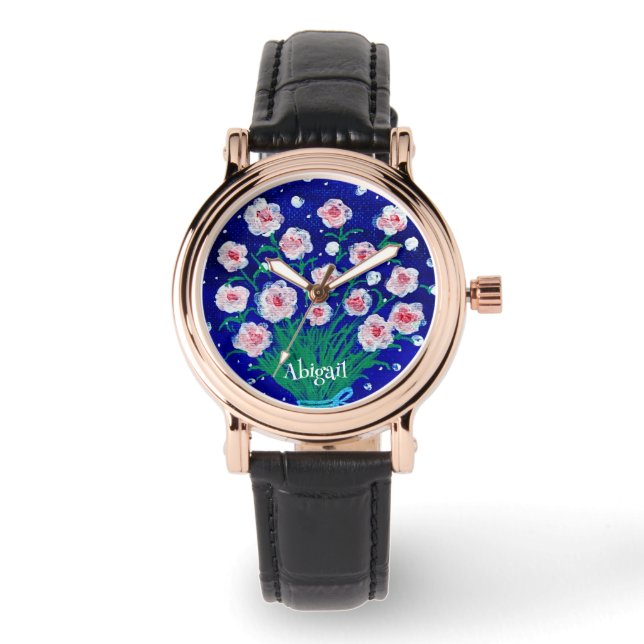 Floral Hand-Painted Stylish eWatch Watch  (Front)