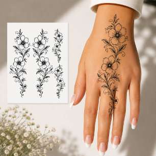 Floral Hand Tattoo Design – Elegant Temporary