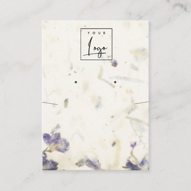 Floral  Handmade Paper Texture Earring Necklace Business Card (Front)
