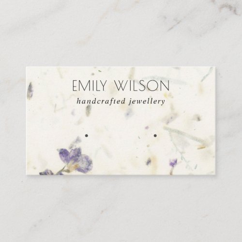 Floral Handmade Paper Texture Stud Earring Display Business Card