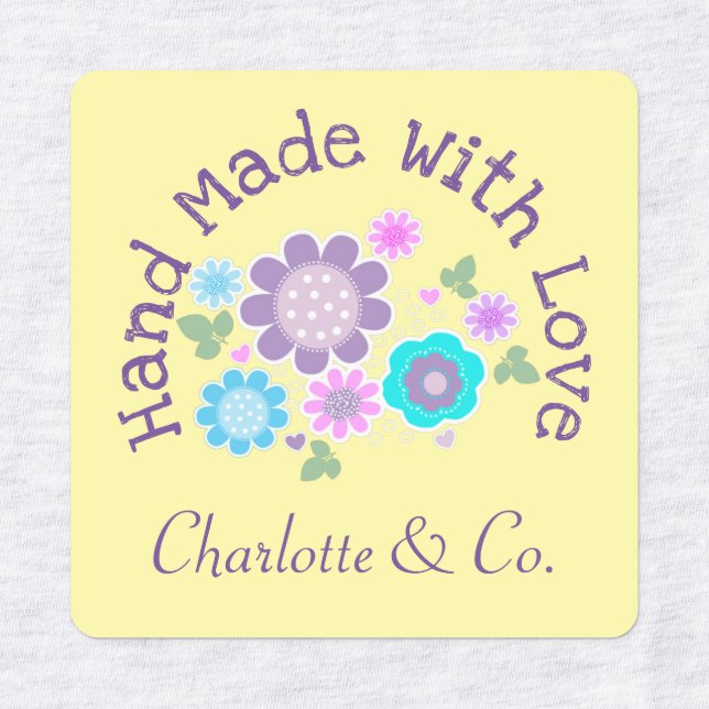 Floral Handmade With Love Product Personalized Labels (Design 1)