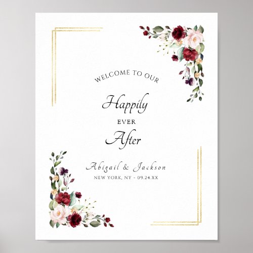 Floral Happily Ever After Wedding Reception Sign