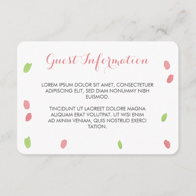 Floral Happiness Guest Information Enclosure Card (Front)