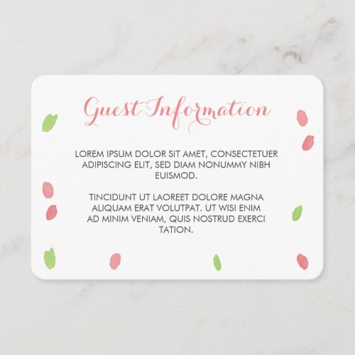 Floral Happiness Guest Information Enclosure Card