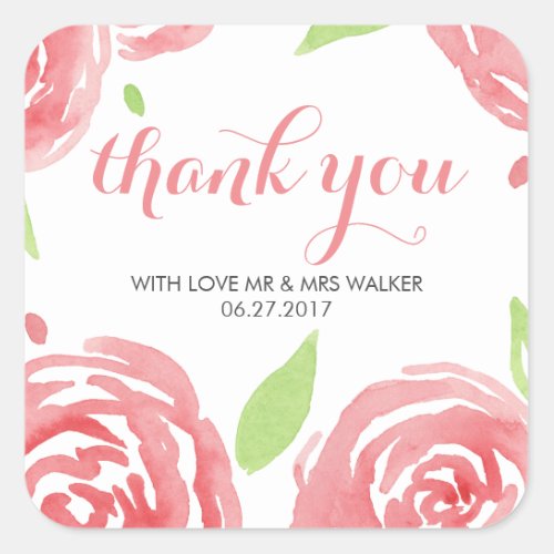 Floral Happiness Thank You Square Sticker