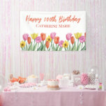 Floral Happy 100th Birthday  Banner<br><div class="desc">You'll love this cheerful Spring party supplies for your festive birthday party.

Customization: Change the age,  name,  and greeting</div>