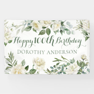 Floral Happy 100th Birthday Banner