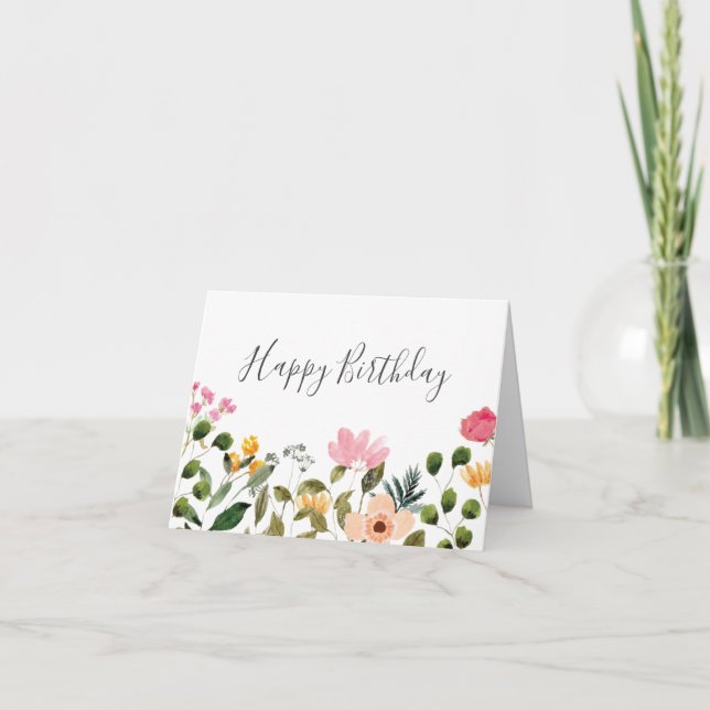 Floral Happy Birthday Card (Front)