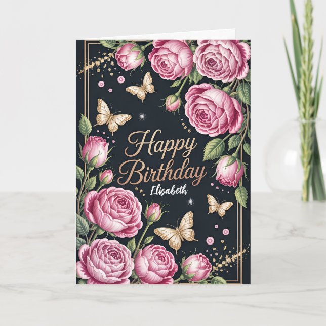 Floral Happy Birthday Card (Front)