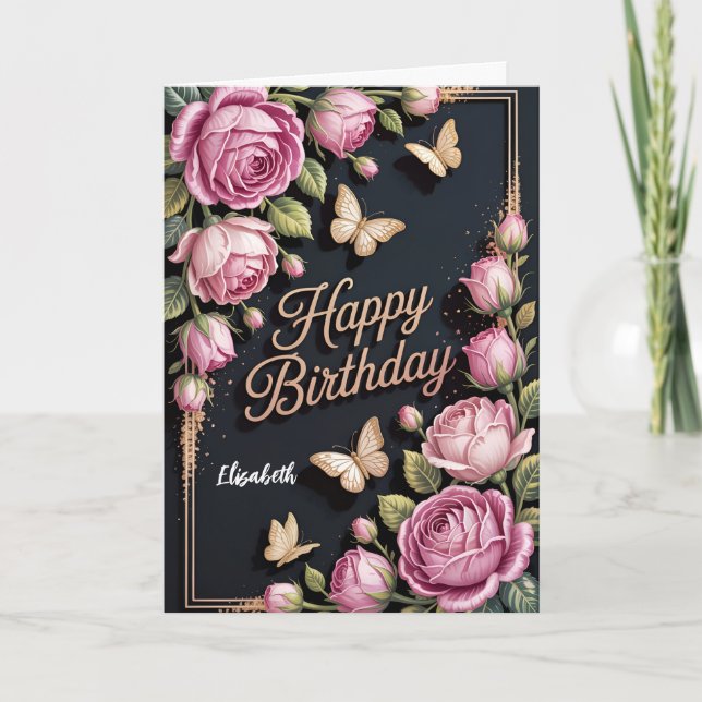 Floral Happy Birthday Card (Front)