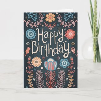 Floral Happy Birthday Card