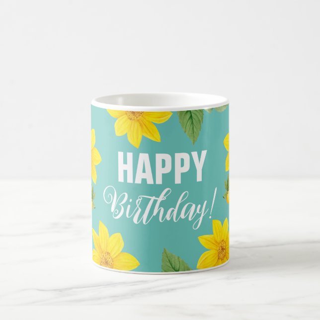 Floral Happy Birthday   Coffee Mug (Center)