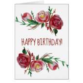 Floral Happy Birthday Greeting Card (Front)