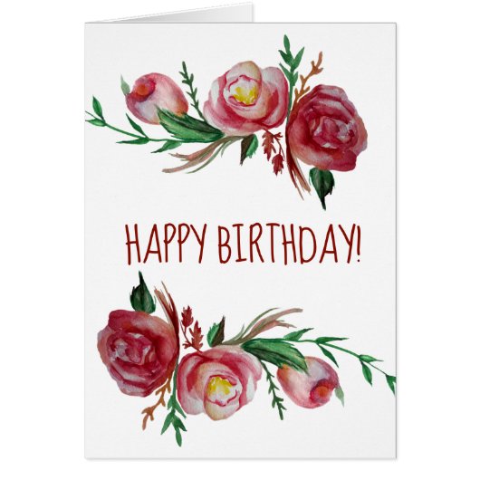 Floral Happy Birthday Greeting Card (Front)