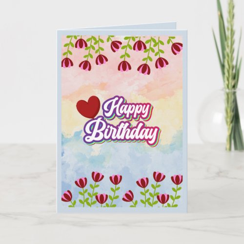 Floral Happy Birthday Greeting Card