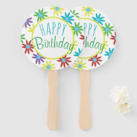 Floral Happy Birthday Hand Fans