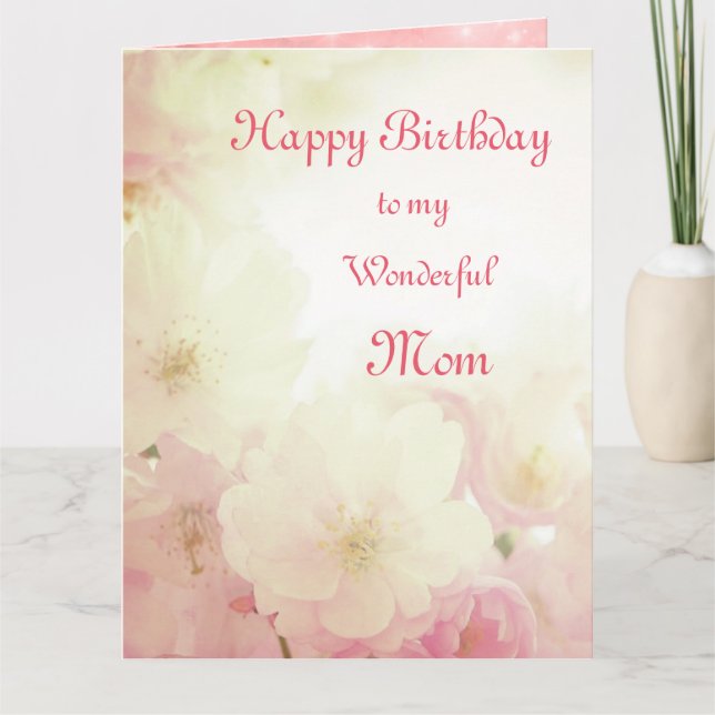 Floral Happy Birthday Mom Card (Front)