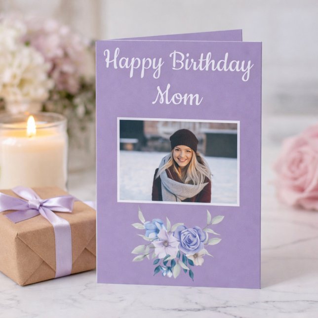 Floral Happy birthday Mom Photo Card (Creator Uploaded)