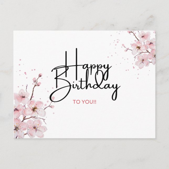Floral Happy Birthday  Postcard (Front)