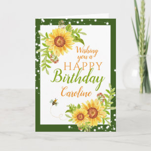 Floral Happy Birthday Sunflower Card