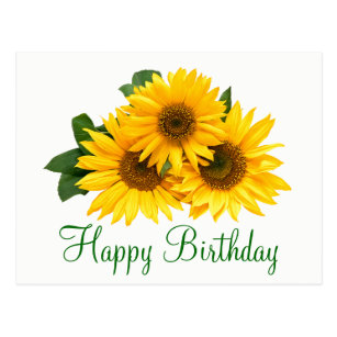 Sunflower Happy Birthday Postcards - No Minimum Quantity | Zazzle